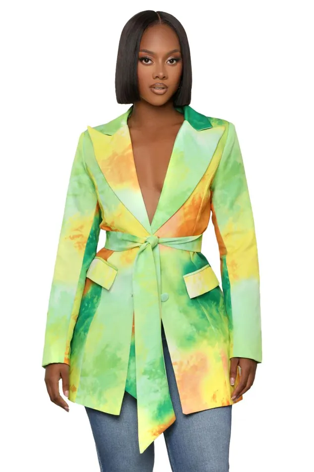 Lilly039s Kloset Tops Women Color Flash Blazer Green Multi