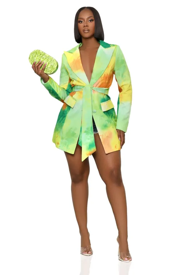 Lilly039s Kloset Tops Women Color Flash Blazer Green Multi