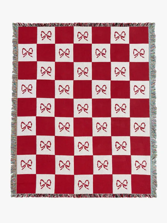 Lisa Says Gah Archie Throw Blanket Merlot Bow Check Women Home