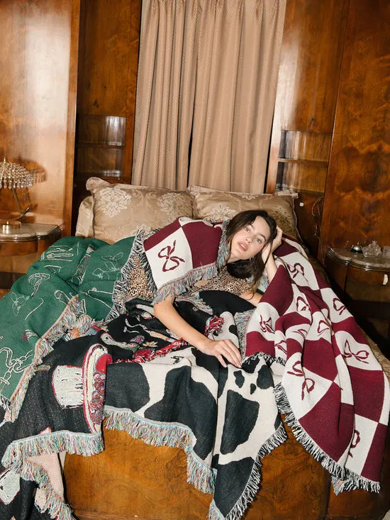 Lisa Says Gah Archie Throw Blanket Merlot Bow Check Women Home