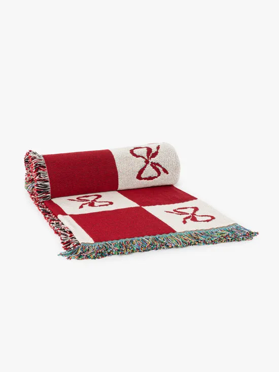Lisa Says Gah Archie Throw Blanket Merlot Bow Check Women Home