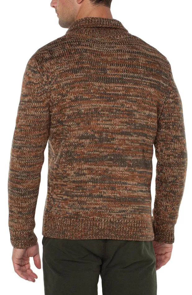 Liverpool Los Angeles BUTTON CARDIGAN SWEATER Bottle Green Rust Multi Men SWEATERS