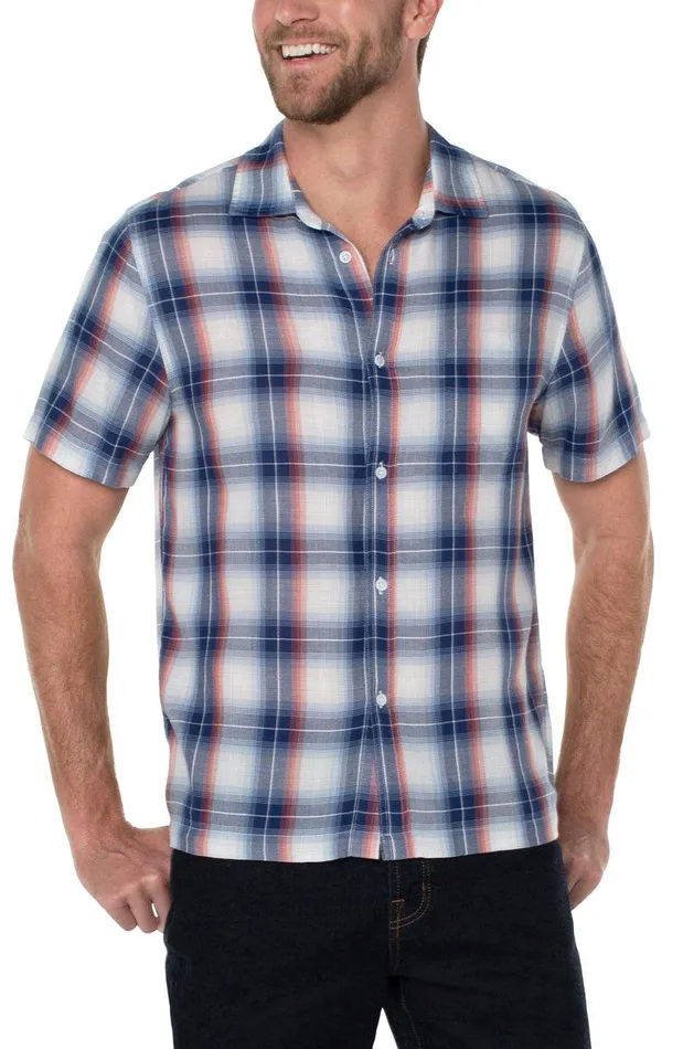 Liverpool Los Angeles BUTTON UP SHORT SLEEVE SHIRT Blue Multi Men BUTTON DOWNS