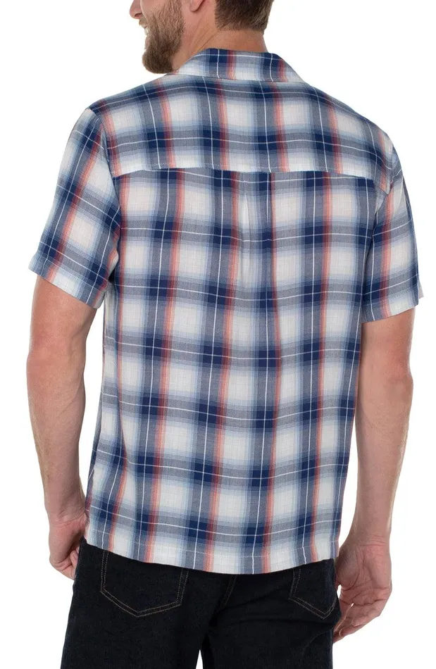 Liverpool Los Angeles BUTTON UP SHORT SLEEVE SHIRT Blue Multi Men BUTTON DOWNS