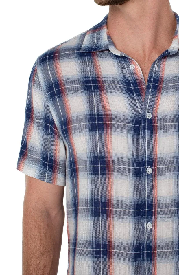 Liverpool Los Angeles BUTTON UP SHORT SLEEVE SHIRT Blue Multi Men BUTTON DOWNS