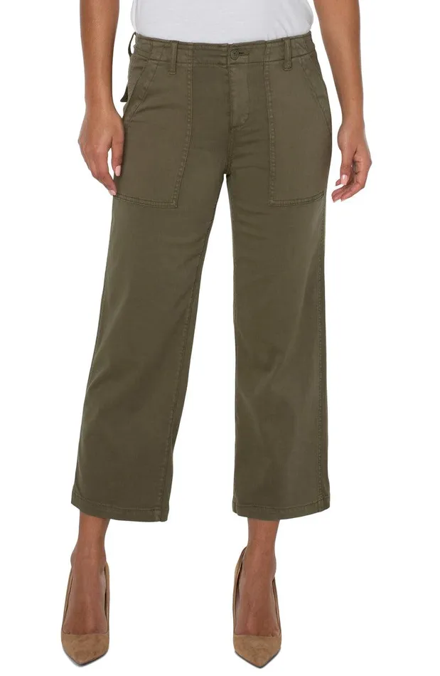Liverpool Los Angeles CARGO WIDE LEG CROP Myrtle Green Women CROPS