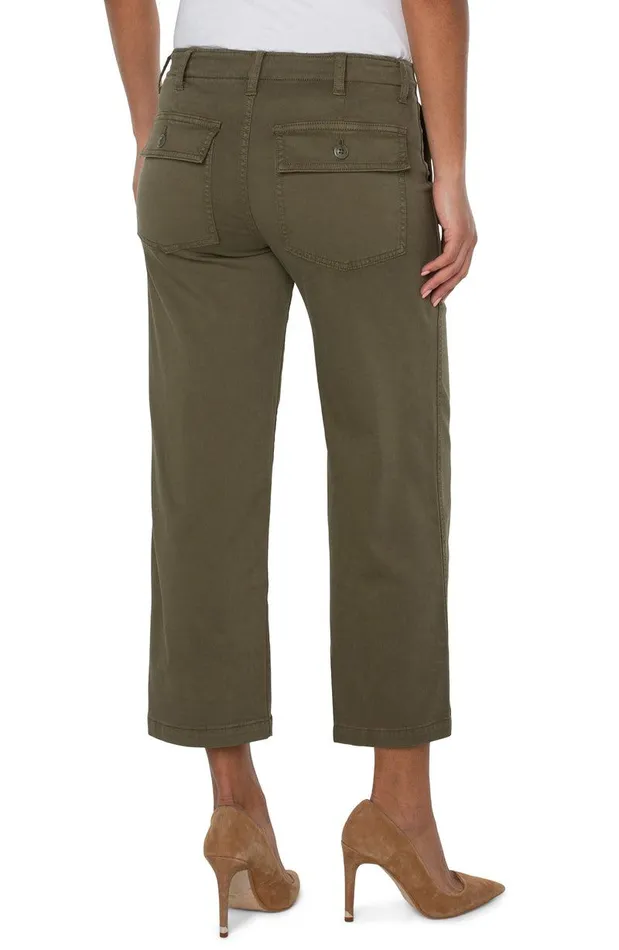 Liverpool Los Angeles CARGO WIDE LEG CROP Myrtle Green Women CROPS