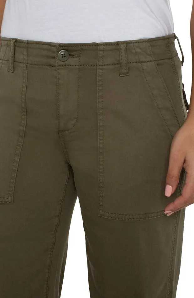 Liverpool Los Angeles CARGO WIDE LEG CROP Myrtle Green Women CROPS