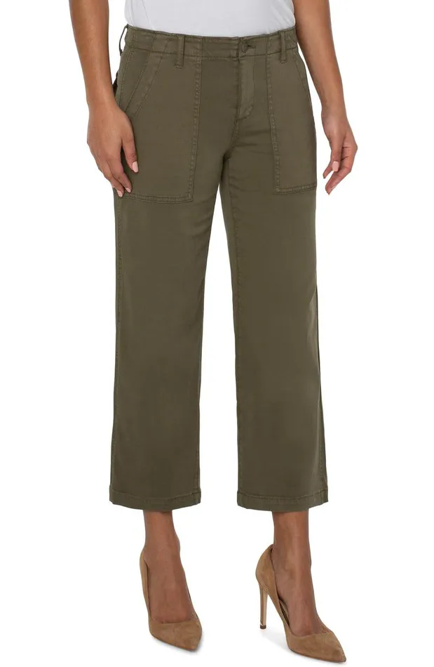 Liverpool Los Angeles CARGO WIDE LEG CROP Myrtle Green Women CROPS