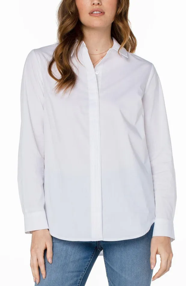 Liverpool Los Angeles HIDDEN PLACKET SHIRT WITH PINTUCKS White Women WOVEN TOPS