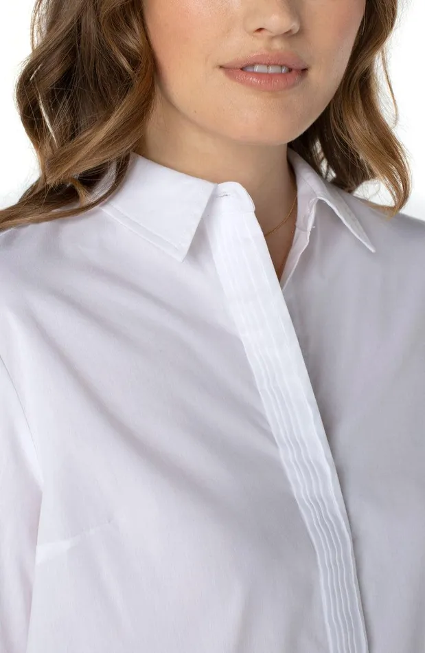 Liverpool Los Angeles HIDDEN PLACKET SHIRT WITH PINTUCKS White Women WOVEN TOPS