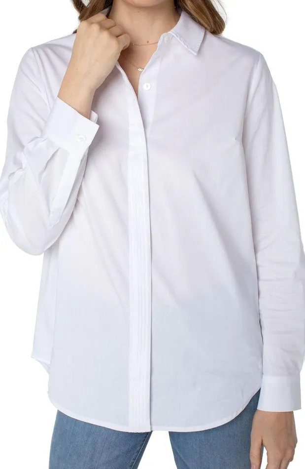 Liverpool Los Angeles HIDDEN PLACKET SHIRT WITH PINTUCKS White Women WOVEN TOPS