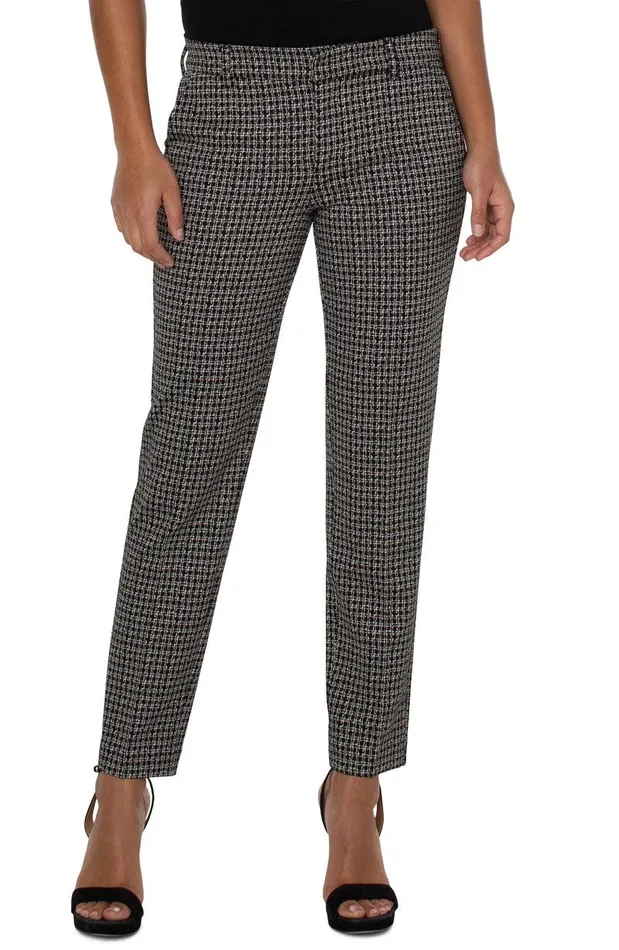 Liverpool Los Angeles KELSEY KNIT TROUSER Black Tan Lattice Plaid Women TROUSERS