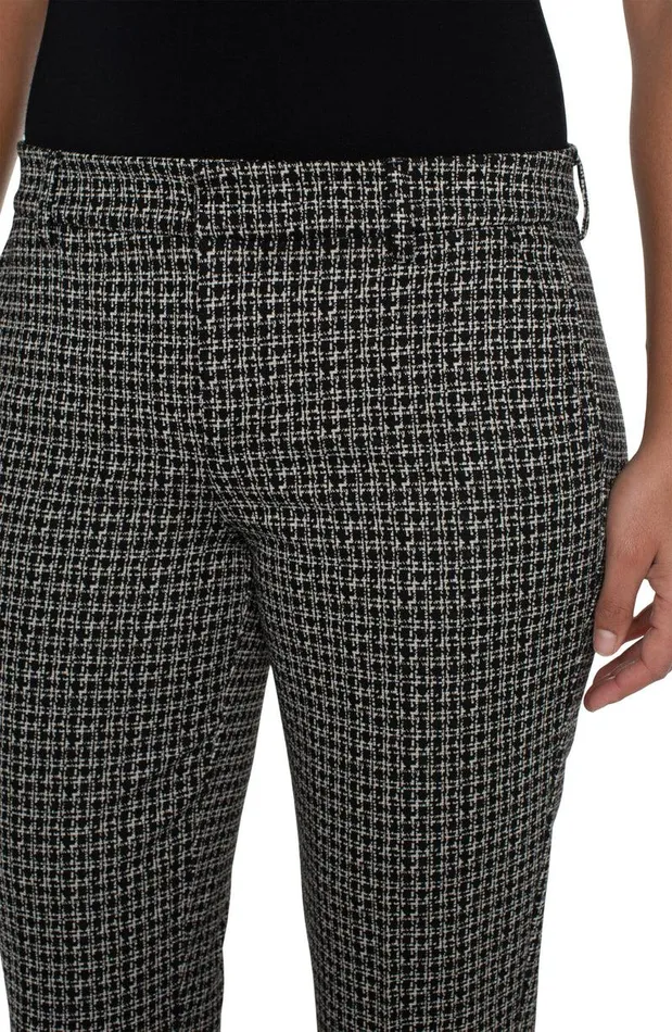 Liverpool Los Angeles KELSEY KNIT TROUSER Black Tan Lattice Plaid Women TROUSERS