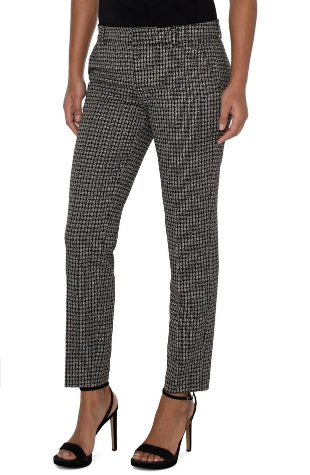 Liverpool Los Angeles KELSEY KNIT TROUSER Black Tan Lattice Plaid Women TROUSERS