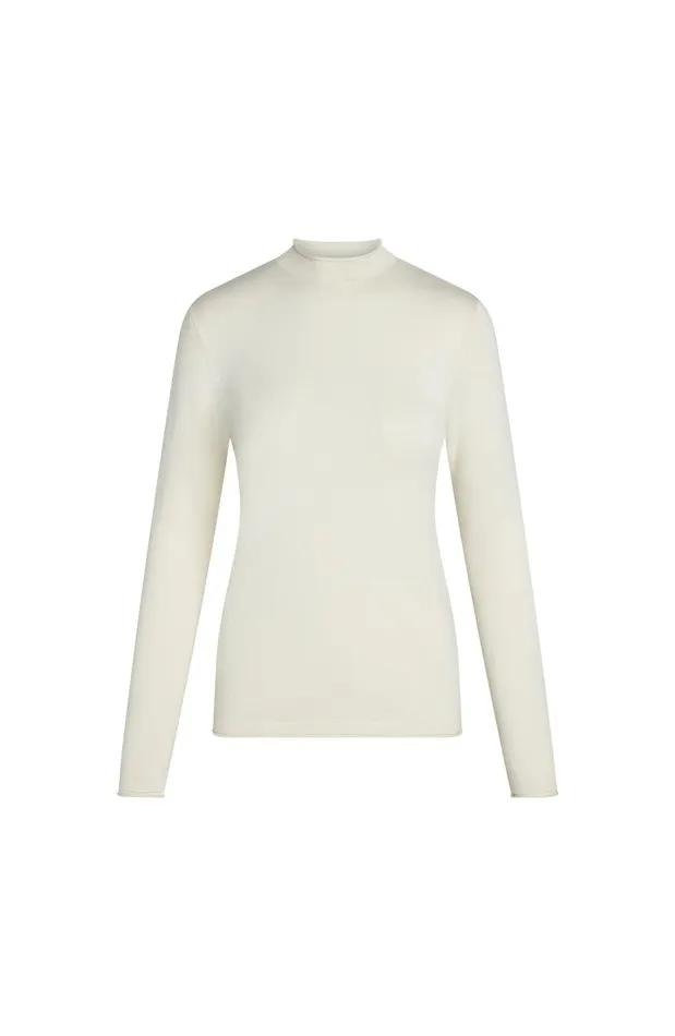 Liverpool Los Angeles MOCK NECK ROLLED HEM LONG SLEEVE SWEATER Winter White Women SWEATERS