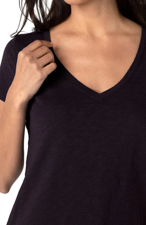 Liverpool Los Angeles VNECK SLUB KNIT TEE Black Women TSHIRTS