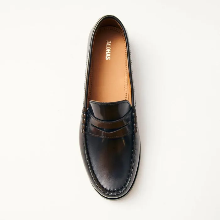 Loafers Women ALOHAS Rivet Brushed Coffee Brown Leather Loafers
