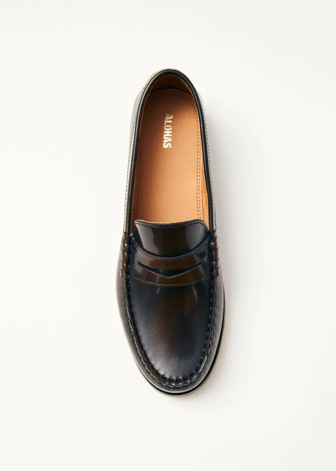 Loafers Women ALOHAS Rivet Brushed Coffee Brown Leather Loafers