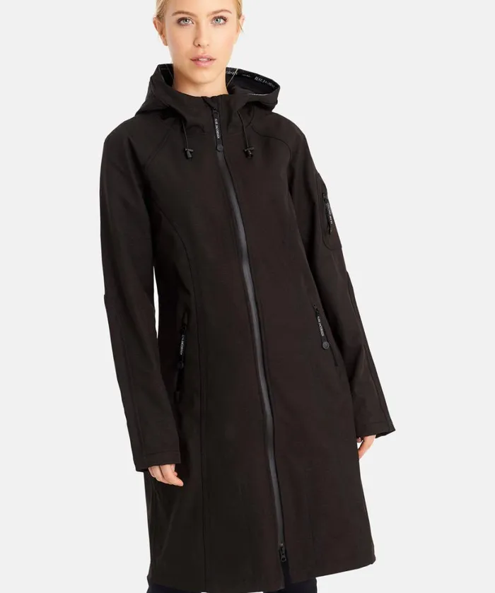 Long Soft Shell Raincoat 8211 Black Rainwear Ilse Jacobsen Raincoats