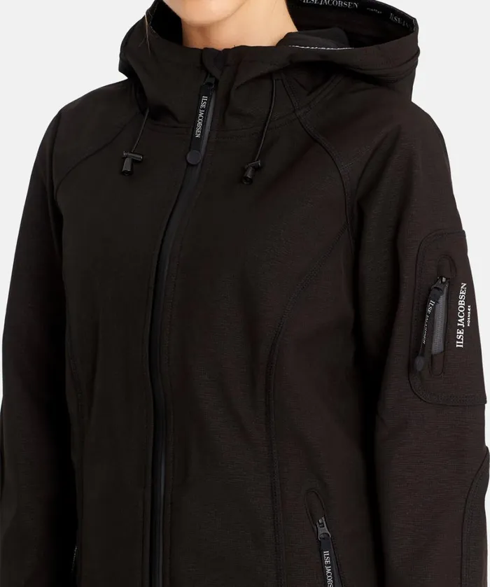 Long Soft Shell Raincoat 8211 Black Rainwear Ilse Jacobsen Raincoats