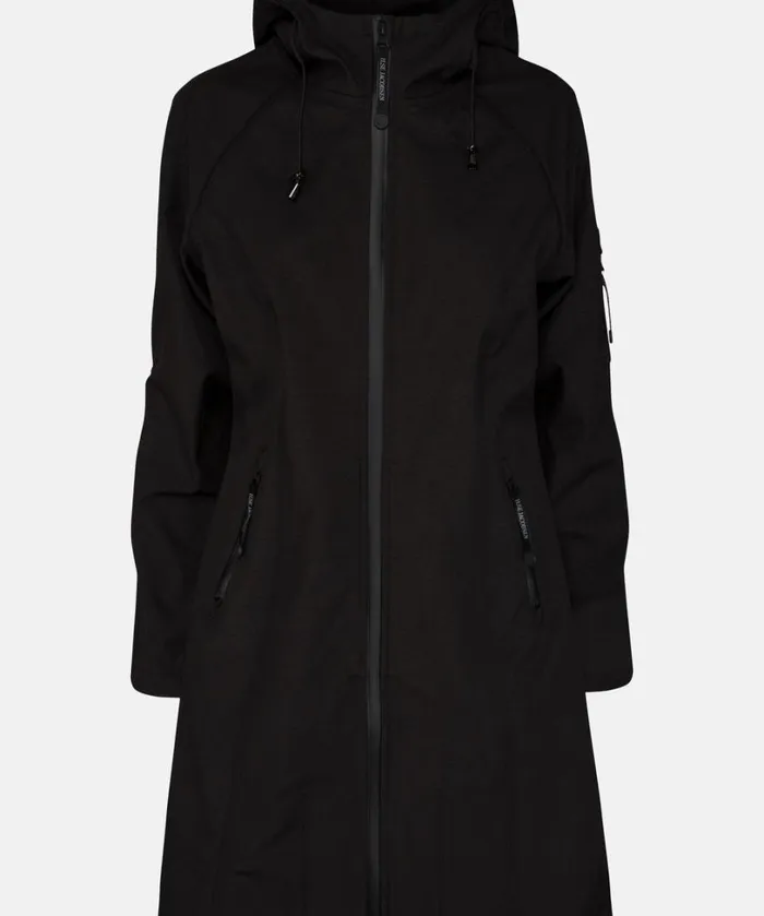 Long Soft Shell Raincoat 8211 Black Rainwear Ilse Jacobsen Raincoats