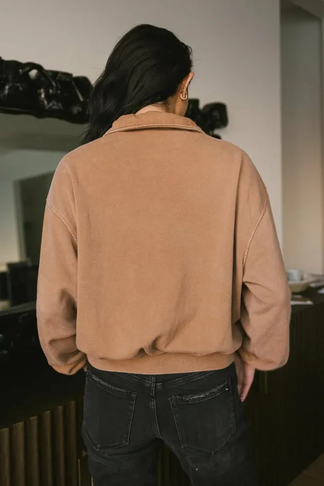 Lorena Quarter Zip In Tan Tan Women Bohme Tops