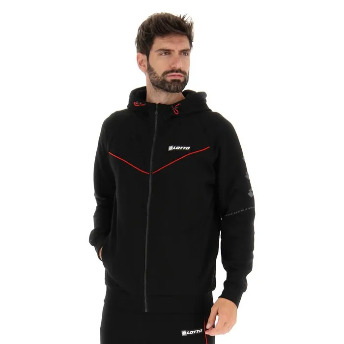 Lotto Sport Sweatshirts Man LOGO VIII SWEAT FZ HD All Black