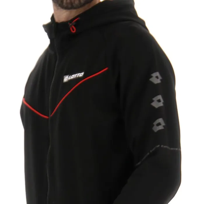 Lotto Sport Sweatshirts Man LOGO VIII SWEAT FZ HD All Black Lotto Sport Sweatshirts Man LOGO VIII SWEAT FZ HD All Black
