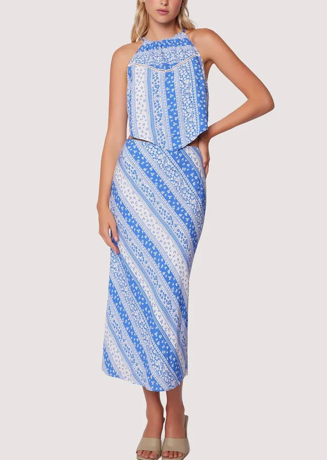Love Me True Midi Skirt Bluewhitestripe Women Lost Wander Skirts