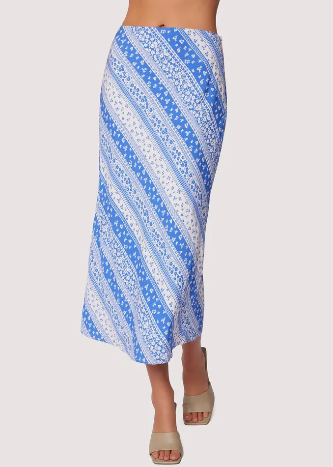 Love Me True Midi Skirt Bluewhitestripe Women Lost Wander Skirts
