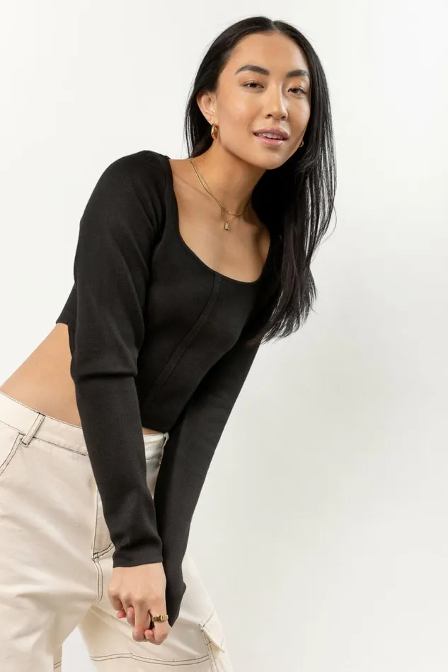 Lyra Cropped Top In Black 8211 FINAL SALE Black Women Bohme Tops