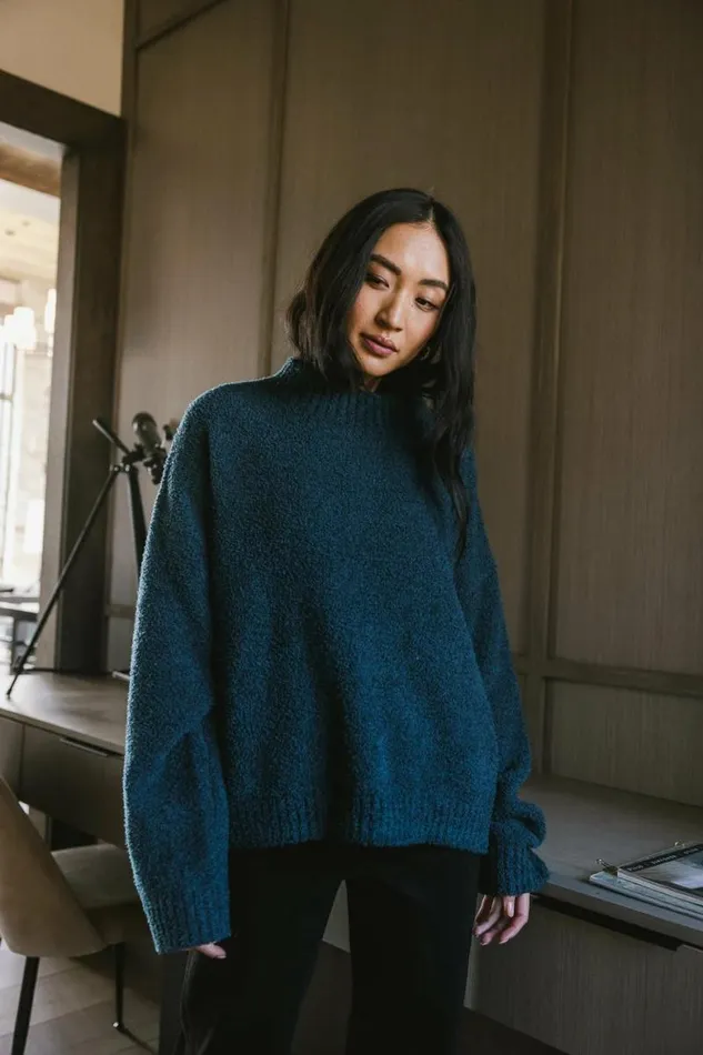 Madilyn Cozy Sweater In Teal Teal Women Bohme Tops