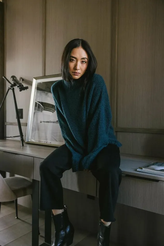 Madilyn Cozy Sweater In Teal Teal Women Bohme Tops