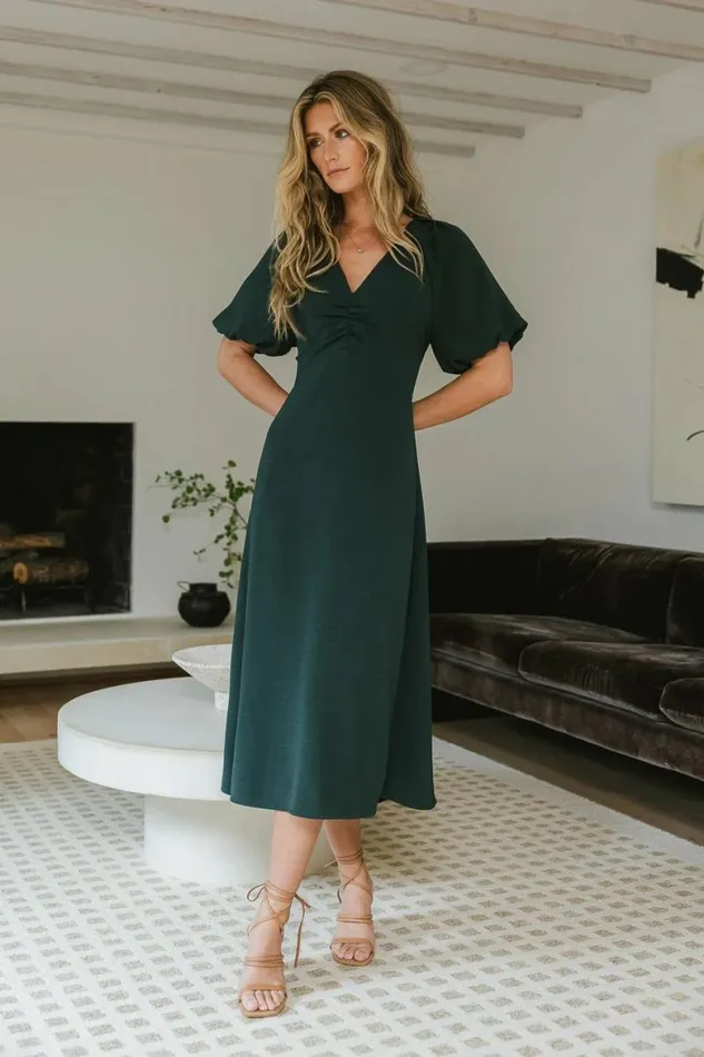 Maeve Midi Dress In Emerald Emerald Women Bohme Dresses