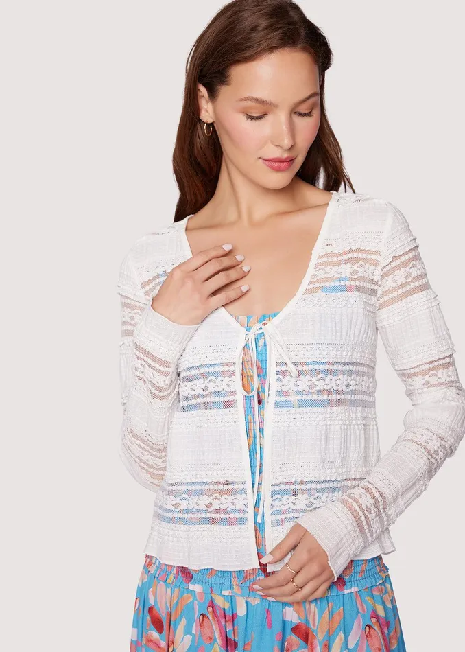 Magnolia Dreams Front Tie Cardigan Offwhite Women Lost Wander Outerwear