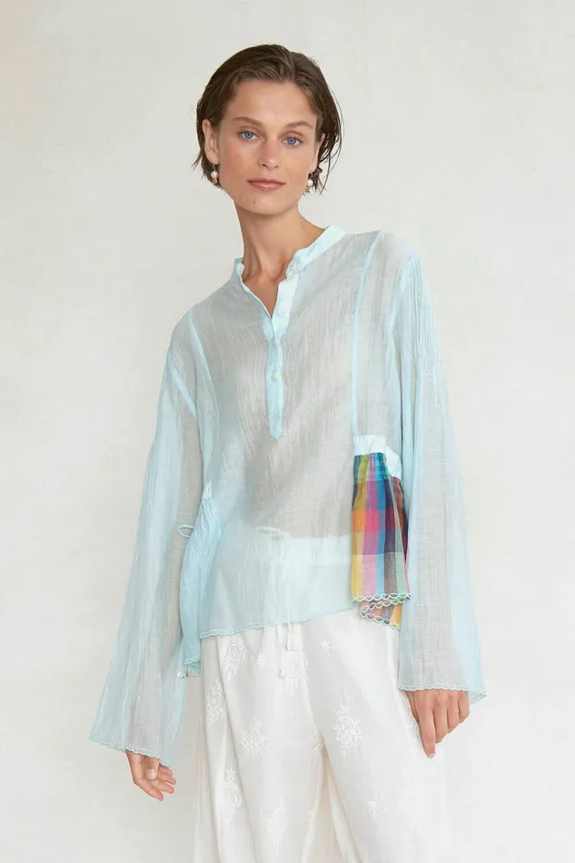 Maisie Blouse Aqua Women Chan Luu Tops