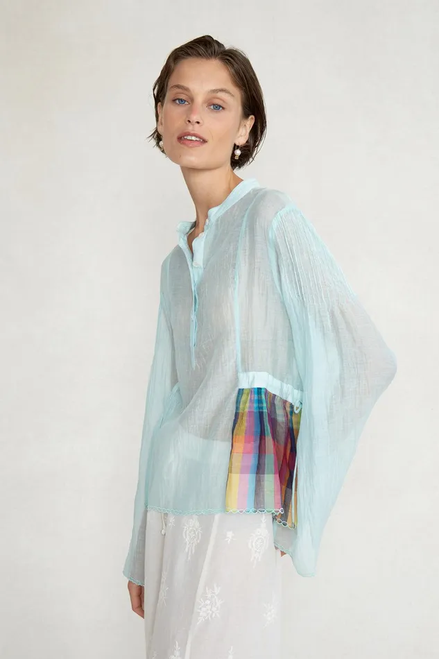 Maisie Blouse Aqua Women Chan Luu Tops