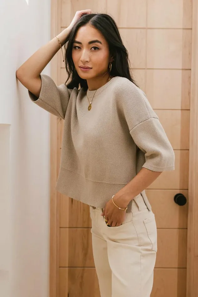 Malina Sweater Top In Taupe Taupe Women Bohme Tops