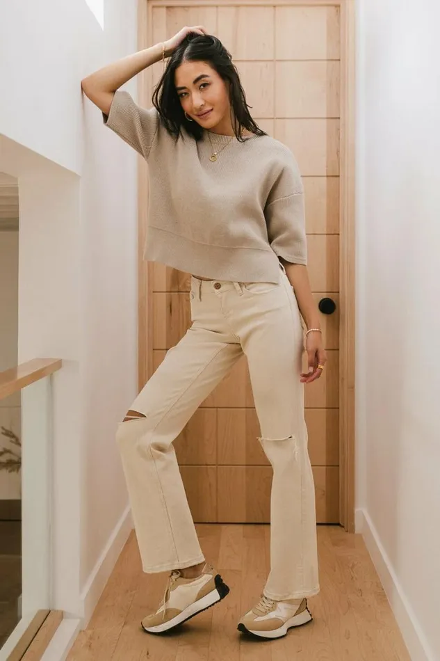 Malina Sweater Top In Taupe Taupe Women Bohme Tops