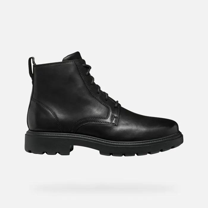 Man Geox Ankle Boots SPHERICA EC7 MAN Black Ankle Boots With Laces Black
