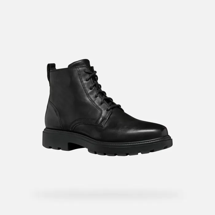 Man Geox Ankle Boots SPHERICA EC7 MAN Black Ankle Boots With Laces Black