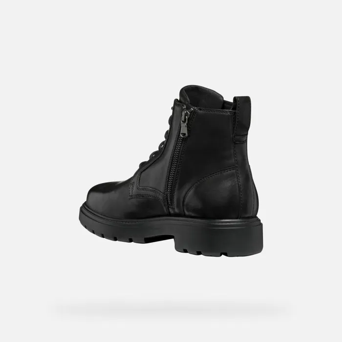 Man Geox Ankle Boots SPHERICA EC7 MAN Black Ankle Boots With Laces Black