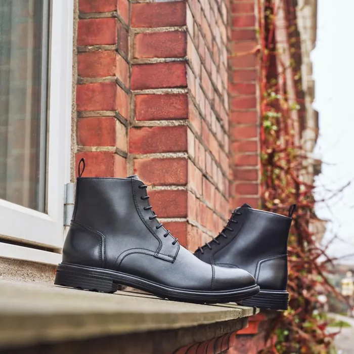 Man Geox Ankle Boots WALK PLEASURE MAN Black Ankle Boots With Laces Black