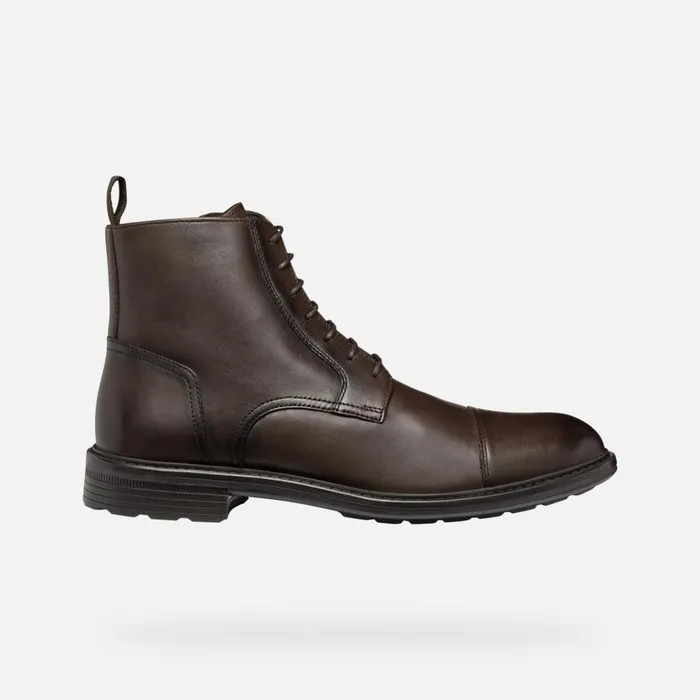 Man Geox Ankle Boots WALK PLEASURE MAN Coffee Ankle Boots With Laces Coffee