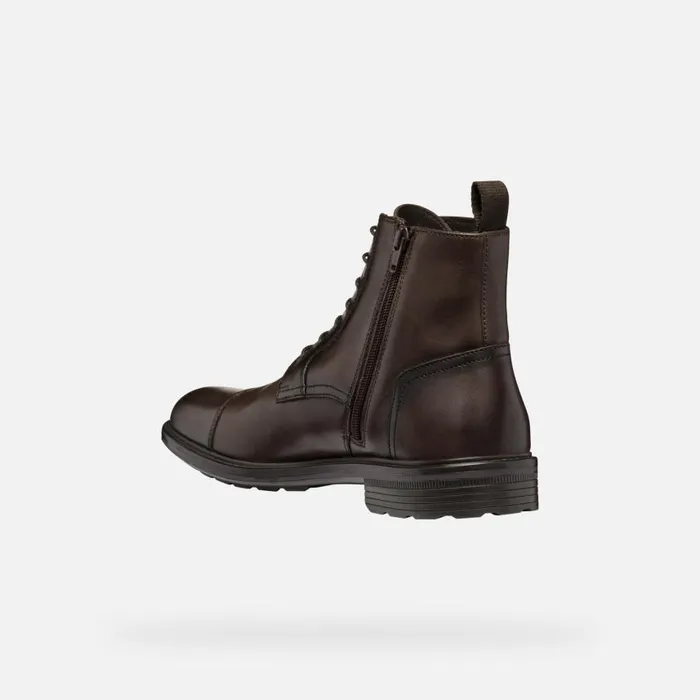 Man Geox Ankle Boots WALK PLEASURE MAN Coffee Ankle Boots With Laces Coffee