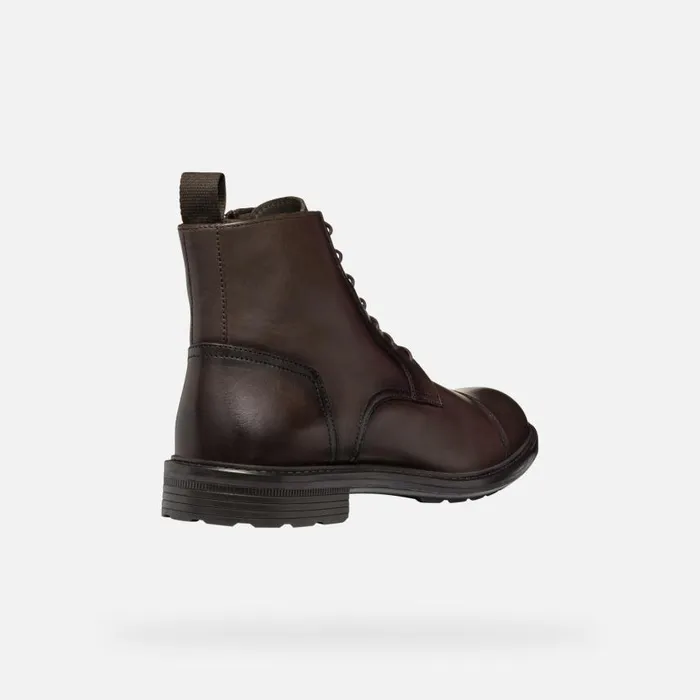 Man Geox Ankle Boots WALK PLEASURE MAN Coffee Ankle Boots With Laces Coffee