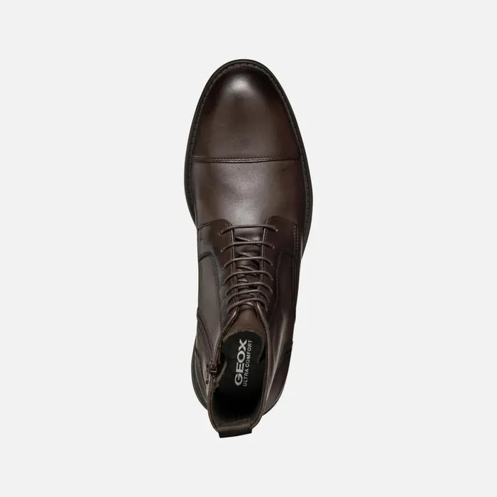 Man Geox Ankle Boots WALK PLEASURE MAN Coffee Ankle Boots With Laces Coffee