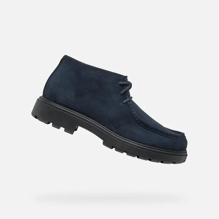 Man Geox Casual Shoes SPHERICA EC7 MAN Navy Suede Shoes Navy