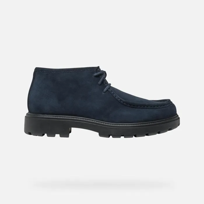 Man Geox Casual Shoes SPHERICA EC7 MAN Navy Suede Shoes Navy